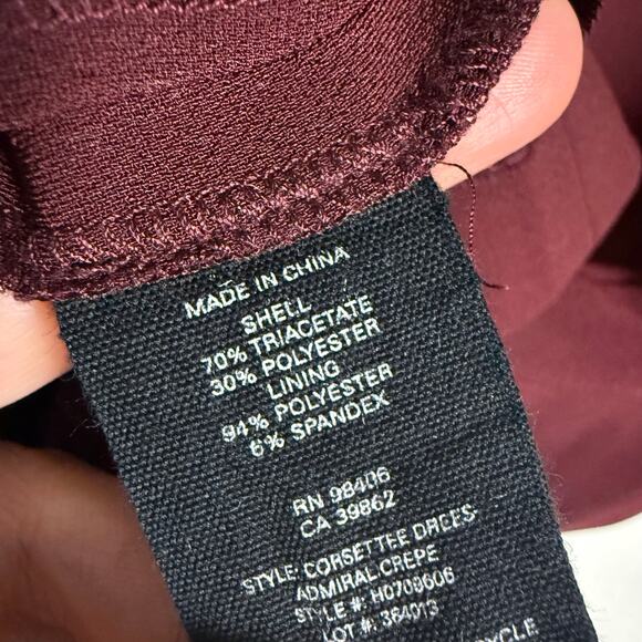 Theory Admiral Crepe Burgundy Short Sleeve Preppy A-Line Mini Dress Size 8 - Picture 10 of 10